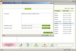 Publishing dialog in Magnolia CMS