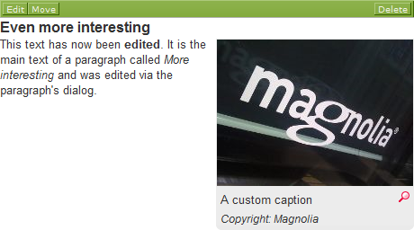 An updated paragraph in a Magnolia CMS page