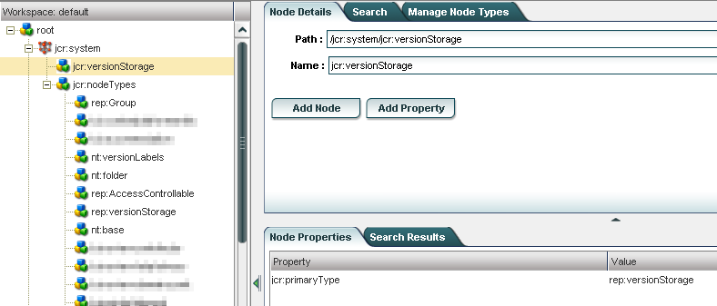 Jackrabbit Explorer node types and content tree