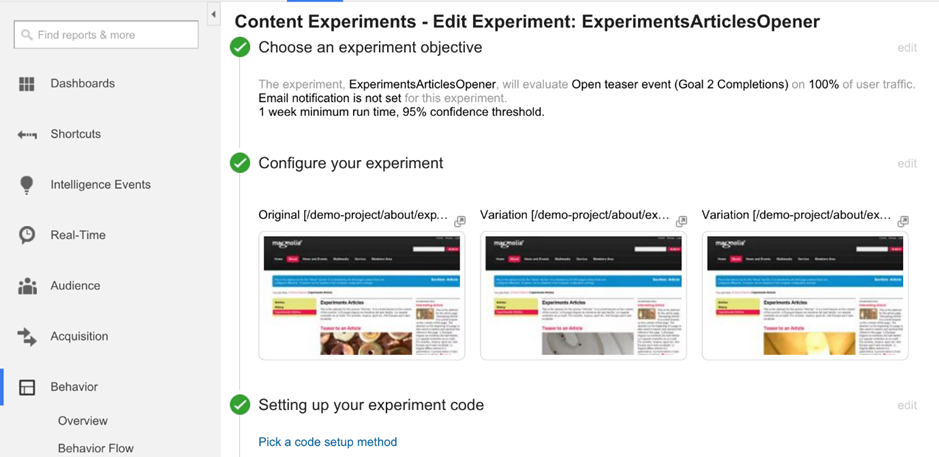 A/B Testing in Magnolia with Google Analytics